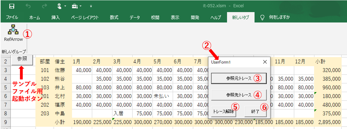 起動とダイアログ上のボタンの役割